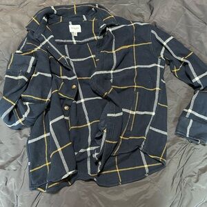 Goodfellow & Co Navy and Yellow Plaid Shirt